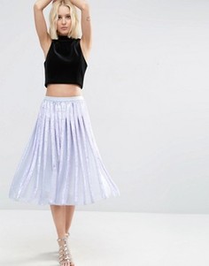 Плиссированная юбка миди с пайетками ASOS - Синий