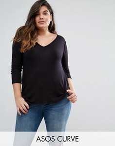 Топ с длинным рукавом ASOS CURVE Forever - Черный