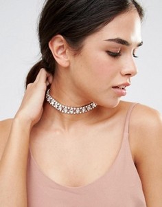 Каскадное ожерелье-чокер с кристаллами Swarovski от Krystal - Серебряный