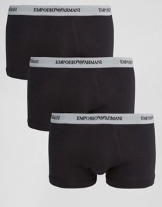 3 хлопковых боксеров‑брифов стретч Emporio Armani - Черный