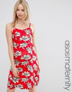 Короткое приталенное платье для беременных с цветочным принтом ASOS Maternity - Мульти