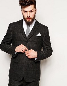 Приталенный пиджак с рисунком гусиная лапка ASOS - Серый