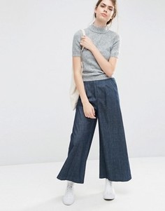 Фактурные брюки из денима с широкими штанинами ASOS - Синий