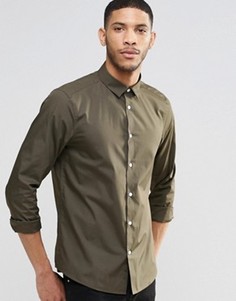 Классическая строгая рубашка цвета хаки с длинными рукавами ASOS - Зеленый