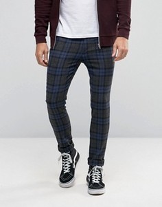 Облегающие брюки в синюю клетку ASOS - Бежевый