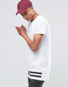 Удлиненная футболка с полосками по низу Selected Homme - Белый
