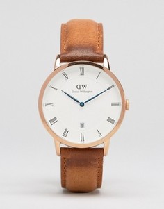 Часы цвета розового золота с корпусом 38 мм и кожаным ремешком Daniel Wellington Dapper Durham RG - Рыжий