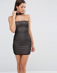 Сетчатое облегающее платье с чокером Missguided - Черный