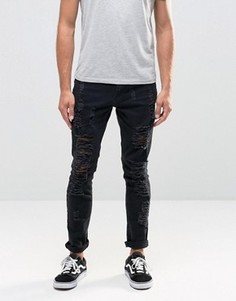 Выбеленные зауженные джинсы Hoxton Denim - Черный
