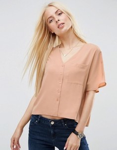 Укороченная блузка с V‑образным вырезом ASOS - Бежевый