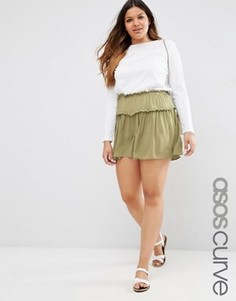 Повседневные шорты с ярусной отделкой ASOS CURVE - Зеленый
