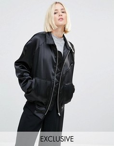 Атласная куртка‑пилот в стиле 90‑х House Of Sunny Luxury - Черный