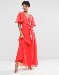 Платье макси с плиссировкой ASOS - Красный