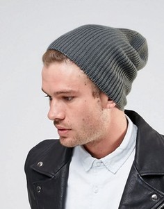 Свободная серая шапка-бини ASOS - Серый