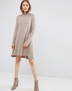 Трикотажное платье‑туника из кашемировой смеси ASOS - Stone
