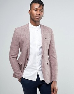 Розово-черный супероблегающий блейзер в клетку ASOS - Розовый