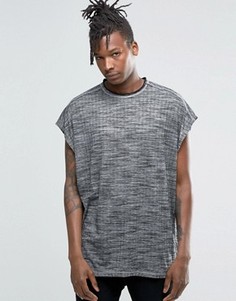 Oversize-футболка из фактурной ткани в рубчик без рукавов ASOS - Серый