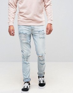 Рваные облегающие джинсы ASOS - Синий