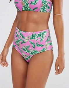 Трусики бикини с завышенной талией и тропическим принтом ASOS Выбирай и комбинируй - Мульти