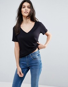 Футболка с короткими рукавами и удлиненной спинкой ASOS The New Forever - Черный