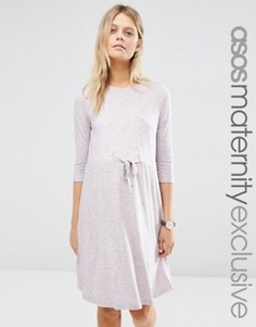 Лиловое платье для дома с короткими рукавами для беременных ASOS Maternity - Розовый
