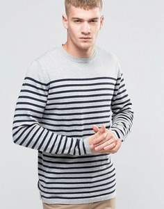 Вязаный свитер в бретонскую полоску Jack &amp; Jones - Серый