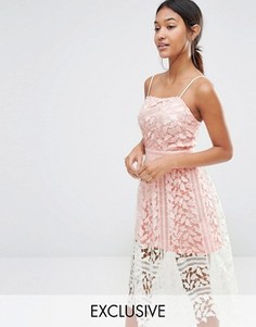 Эксклюзивное кружевное платье миди Boohoo Premium - Белый