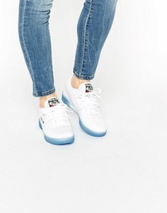 Белые кроссовки с голубой каучуковой подошвой Reebok - Белый