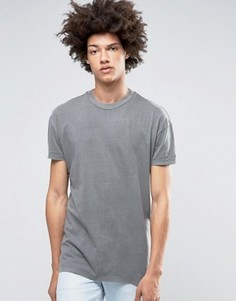 Удлиненная футболка холодной окраски с акцентными швами ASOS - Серый