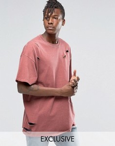 Окрашенная рваная oversize‑футболка Reclaimed Vintage - Розовый