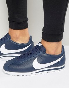 Синие кожаные кроссовки Nike Classic Cortez 749571-414 - Синий