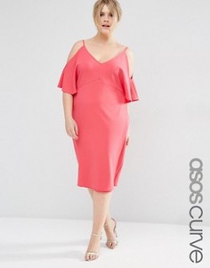 Платье-футляр с открытыми плечами ASOS CURVE - Розовый
