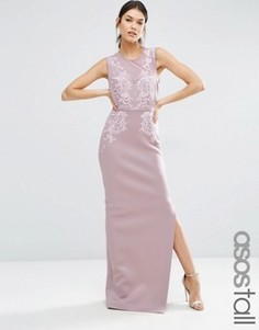Платье макси с вырезом сердечком и отделкой ASOS TALL RED CARPET - Фиолетовый