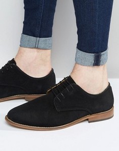 Черные замшевые туфли дерби с натуральной подошвой ASOS - Черный