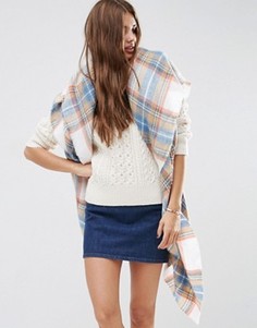 Oversize-шарф натурального цвета в клетку ASOS - Белый