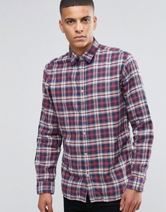Фланелевая рубашка классического кроя в клетку Selected Homme - Красный