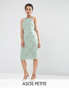 Декорированное платье миди с драпировкой сзади ASOS PETITE WEDDING - Зеленый
