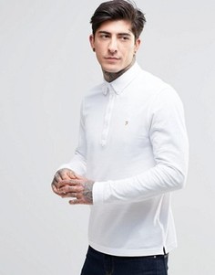 Белая футболка-поло узкого кроя с длинными рукавами Farah - Белый