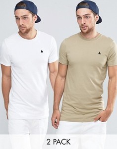 2 длинных обтягивающих футболки (белая/бежевая) ASOS - СКИДКА 15 - Мульти