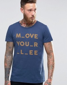 Темно-синяя футболка с принтом Move Your Lee - Темно-синий
