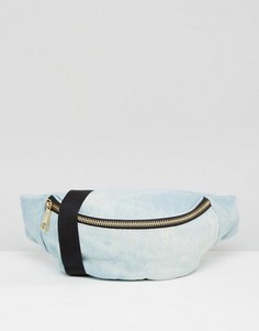 Джинсовая сумка-кошелек на пояс с принтом тай-дай ASOS - Синий