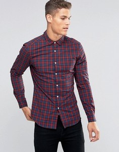 Темно-синяя рубашка скинни в красную клетку ASOS - Темно-синий