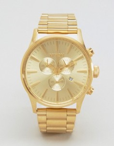 Золотистые часы с хронографом Nixon Sentry - Золотой