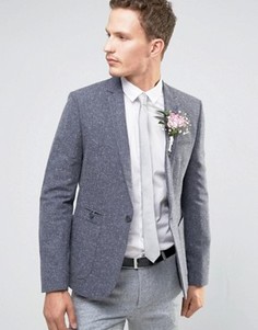 Серый зауженный блейзер в крапинку ASOS WEDDING - Синий