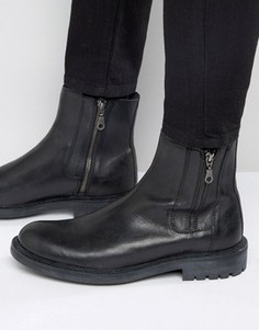 Кожаные ботинки с двумя молниями Walk London Maida Vale - Черный