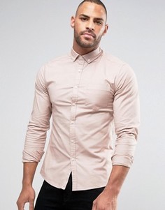 Оксфордская рубашка скинни в стиле casual от ASOS - Розовый
