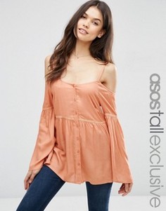 Топ на пуговицах с открытыми плечами ASOS TALL - Оранжевый