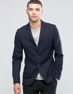 Пиджак узкого кроя с добавлением шерсти с накладными карманами Sisley - Темно-синий