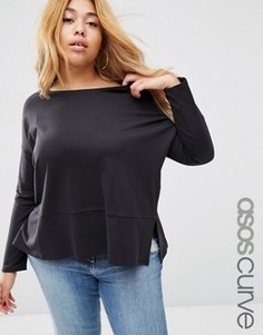 Топ с длинными рукавами ASOS CURVE - Черный
