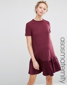 Цельнокройное платье для беременных с баской ASOS Maternity - Красный